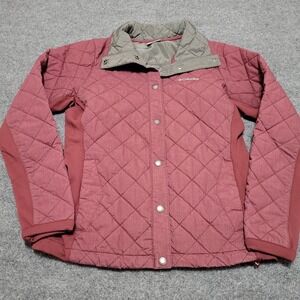 Columbia Quilted Jacket Women's S Maroon‎ Burgundy Snap Front Cotton Blend